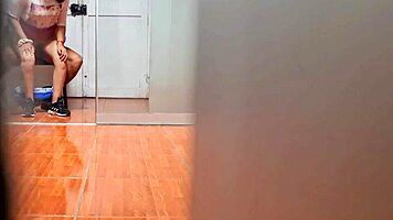 Hidden camera on cute Argentine secretary