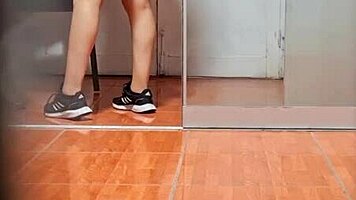 Hidden camera on cute Argentine secretary