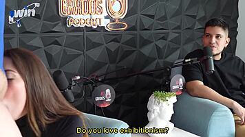 Wife deepthroat cumshot in live interview casting