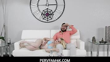 teen 18+ meets her new stepbro and pleases him with naughty roleplay and blowjob