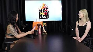 hot blonde vivian lola kisses brunette shows ass tits sucked in sheer red lingerie