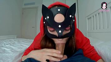 petite girl gets a mouthful of hot thick cum from deepthroat blowjob - lilith cain