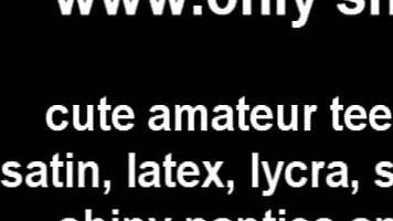 shiny gold pvc panties fit perfectly on teen babe