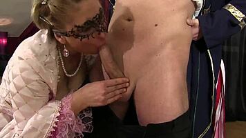 At the Masked Ball, Agnese and Teens Have Hard Cocks for Blowjobs.