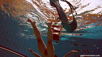 Big Tits Petite Babe Deniska Enjoys Swimming Underwater in the Pool
