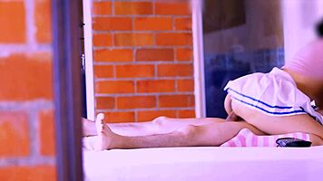 The Student Firmly Took His Hand And Guided Him To The Bedroom To Show Her Seduction Skills.