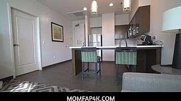 Wet stepmom Candice Dare sucks naive guy's hard dick in Momfap4k