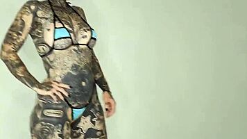 Athletic milf melody radford tries on sheer micro bikini