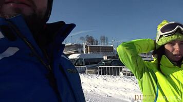 Hubby and wife lure ski instructor into filthy threesome action. Things got real messy fast! 😈