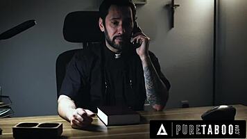 Troubled teen Eliza Eves fucks priest to piss off stepmom!