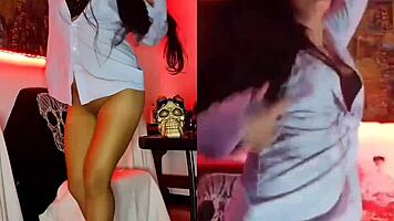 Intense Perreo Dancing with Karol G and Alicia Keys in Homemade Dildo Cunilingus and Pussy Licking Until Orgasm
