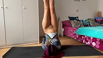 kinky yoga session turns wild with open crotch costumes