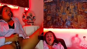 Intense Perreo Dancing with Karol G and Alicia Keys in Homemade Dildo Cunilingus and Pussy Licking Until Orgasm