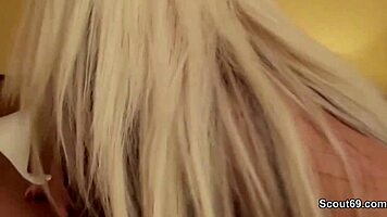 young german girl helps her brother-in-law with a task