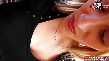 Skinny Blonde French Milf Assfucks Outdoors!