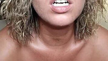 slutty french blonde cheats with extreme orgasm on phone