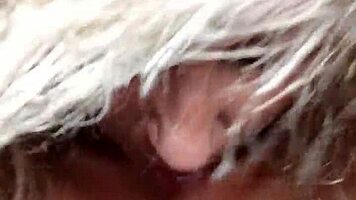 slutty french blonde cheats with extreme orgasm on phone