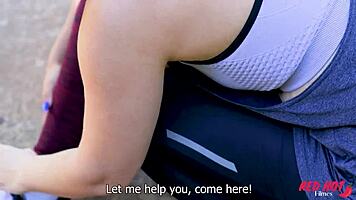 Teen helped by hotwife in swinger couple fucking with big cock blowjob