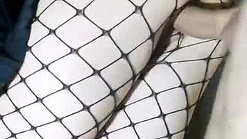 Slender Russian Girlfriend In Skirt And Stockings Fucked Standing With Monster Cock In Tight Pussy Cum Inside