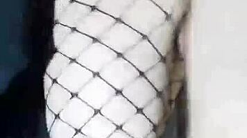 Slender Russian Girlfriend In Skirt And Stockings Fucked Standing With Monster Cock In Tight Pussy Cum Inside