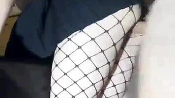 Slender Russian Girlfriend In Skirt And Stockings Fucked Standing With Monster Cock In Tight Pussy Cum Inside