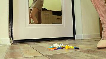 Wife in heels crushes toys with her big ass and small tits exposed.