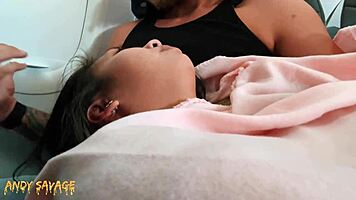 Intimate public fingering on airplane with dirty talk and moans