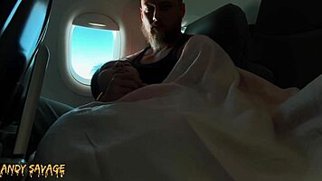 Intimate public fingering on airplane with dirty talk and moans