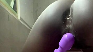 Huge Vibrator Pounds Amateur Teen Pussy