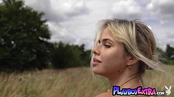 Petite blonde russian babe Aleksandra Smelova feels lively and free outside