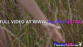 Petite blonde russian babe Aleksandra Smelova feels lively and free outside