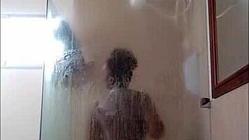 ebony girl drops dildo in shower omg lol 😱