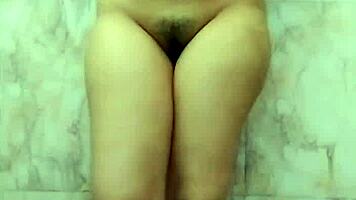 Big Boobs Girlfriend Fingering Tight Pussy in Bathroom