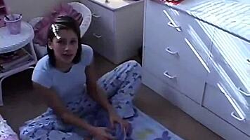 trixie teen 18+ strips for nude yoga and rubs herself in uncensored solo