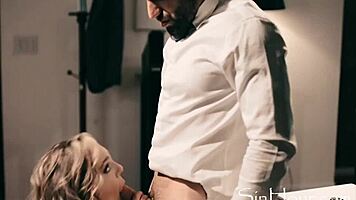 Low level manager tricks gullible temp into fucking him with big cock 😏