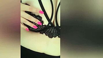 Excited student videotapes big breasts at home