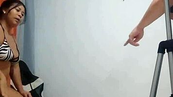 Alone at Home with My Stepaunt's Fat Latina Ass Licking