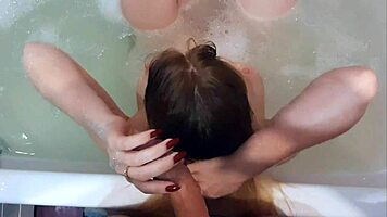 i jerked him off in bathroom, cum in my hair