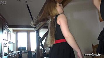 Flashing gym girls doing yoga at home! Stretching in short skirts after thong try-on. 🏋️‍♀️