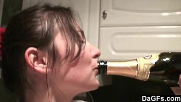 Amateur Lesbians Enjoy Good Time At Home With Food And Kissing.