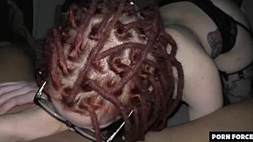 german goth girlfriend sucks monster cock and swallows cum