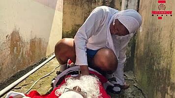 Hot Christmas Sex with Big Cock in Public Doggy Style