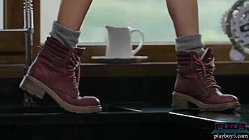 Hungarian petite milf housewife Luca Miklosi strips down for a solo Playboy softcore shoot.