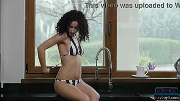 Hungarian petite milf housewife Luca Miklosi strips down for a solo Playboy softcore shoot.