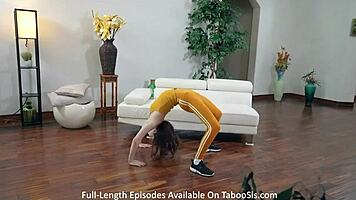 step brother sneaks into bathroom, bangs teen with big ass for cash. damn, that creampie though!