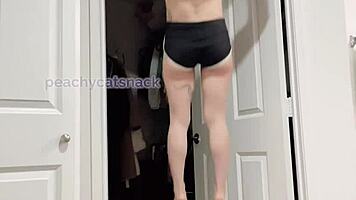 petite asian muscle girl performs nude archer and weighted pull-ups in gym