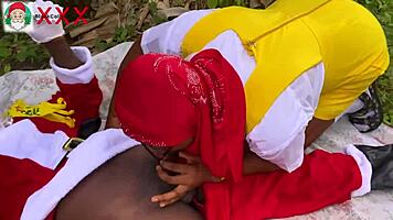 Santa GIFTS hijab babe with HOT SEX in bush.