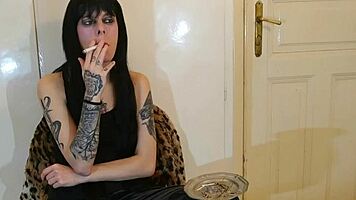 Sexy Goth Teen 18+ Beth Smokes Cigarette Backstage