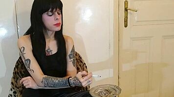 Sexy Goth Teen 18+ Beth Smokes Cigarette Backstage