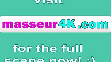 that brunette with small perky tits is deep grinding during massage.